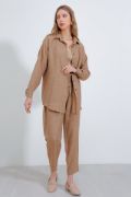 Camel Oversize Keten Alt Üst Takım 6622 resmi